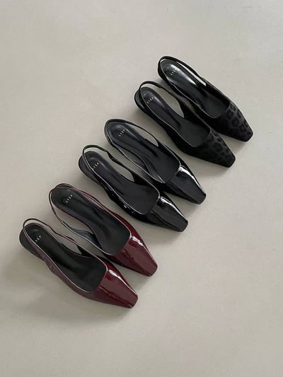 漆皮革方頭後帶低跟鞋(３cm)6