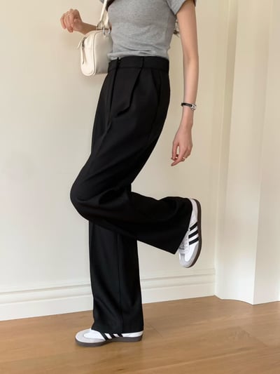 熱銷中！極簡壓褶設計直筒西裝褲11