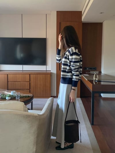 小徽章條紋針織外套上衣10