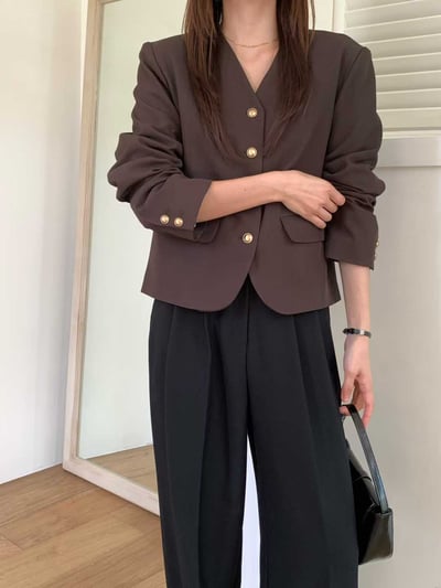 無領金釦雙口袋西裝外套3