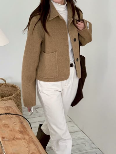 縫線滾邊翻領手工外套8