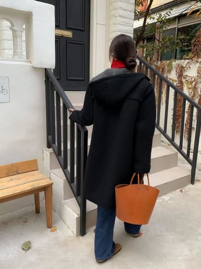 俏皮保暖撞色連帽大衣3