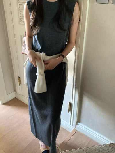 氣質舒適無袖長洋裝4