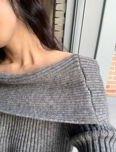 反摺平口翻領坑紋針織上衣8