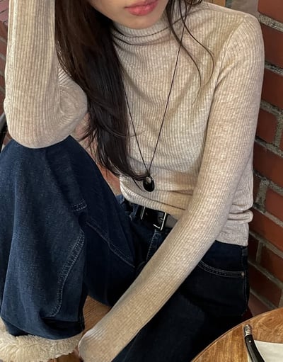 高領坑紋彈力打底針織衣3