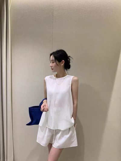 後綁結背心+抽繩鬆緊短褲SET4