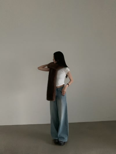 輕奢感狐狸毛寬版圍巾6