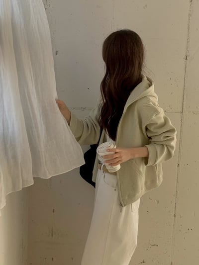 春季新款華夫格連帽休閒外套7