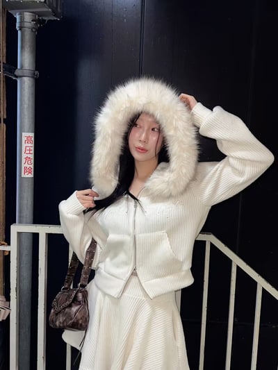 拼接皮革口袋磨毛外套＋壓摺短褲裙SET(可拆買)12