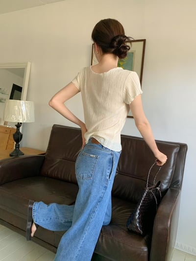 直壓紋木耳袖上衣10