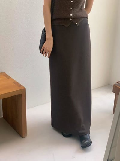 鬆緊腰圍厚磅款針織長裙2