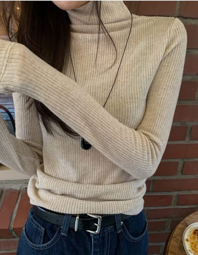 高領坑紋彈力打底針織衣7