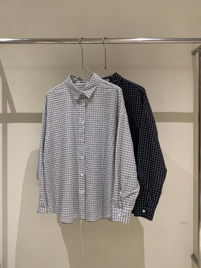 落肩壓紋面料格紋襯衫8