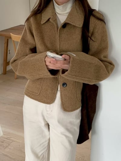 縫線滾邊翻領手工外套10