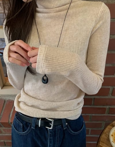 高領坑紋彈力打底針織衣6