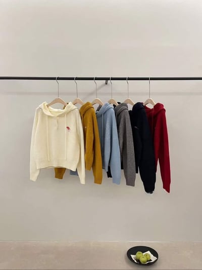 荷葉邊連帽抽繩愛心logo針織衣8