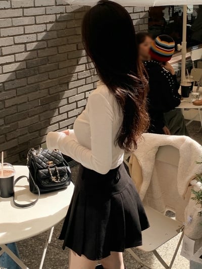 釦帶造型挺款百摺短裙5