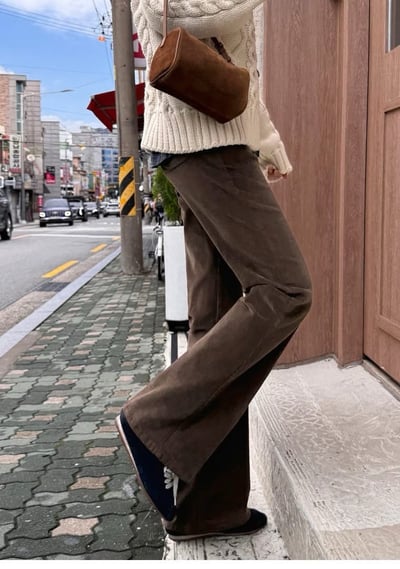 後口袋車標燈芯絨小喇叭褲6