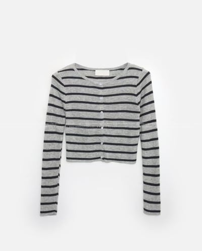 圓領合身薄款橫條紋針織小罩衫8