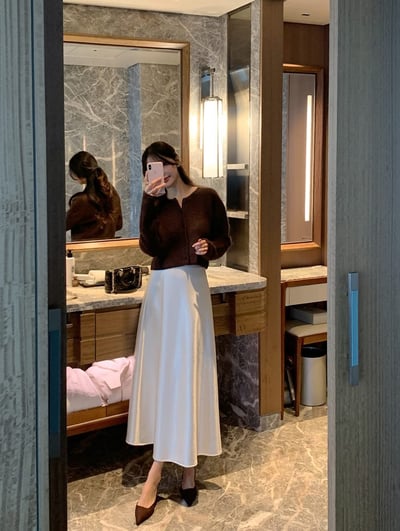 內刷毛緞面魚尾裙4