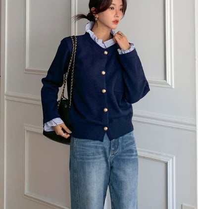 拼接領學院風針織衣7