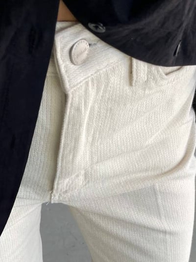 高腰薄絨面小喇叭牛仔褲5