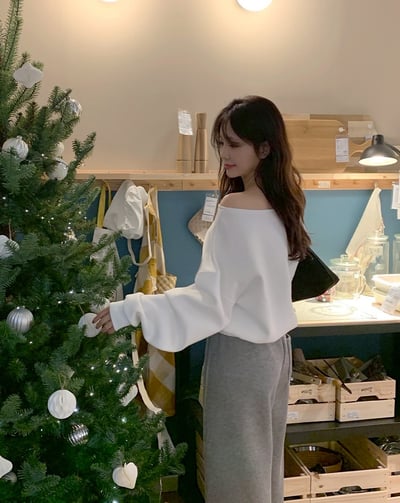 斜肩內抓絨素色大學Ｔ8