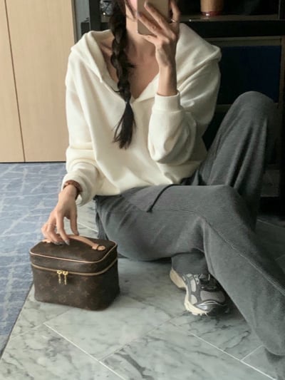 縮腰連帽大學Ｔ+鬆緊短褲裙SET9