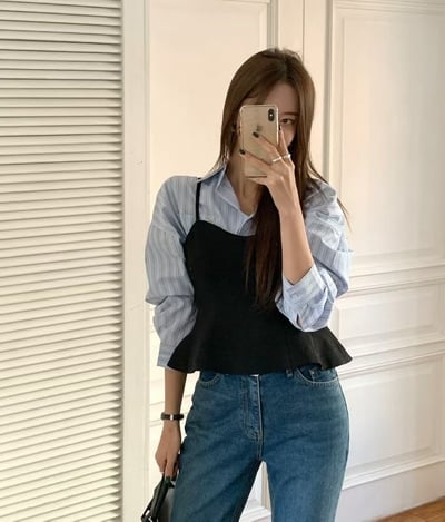 桃心領荷葉下襬棉麻背心1