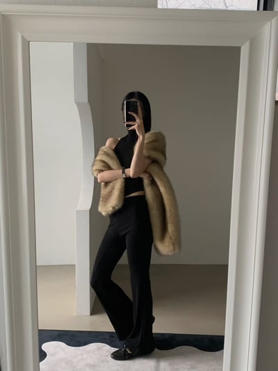 輕奢感狐狸毛寬版圍巾1