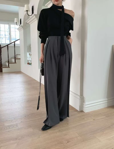 （客訂勿下單）高腰前百褶造型西裝寬褲1