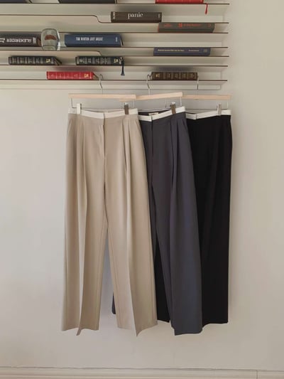 (客訂勿下單）腰間撞色前壓褶落地西裝褲10