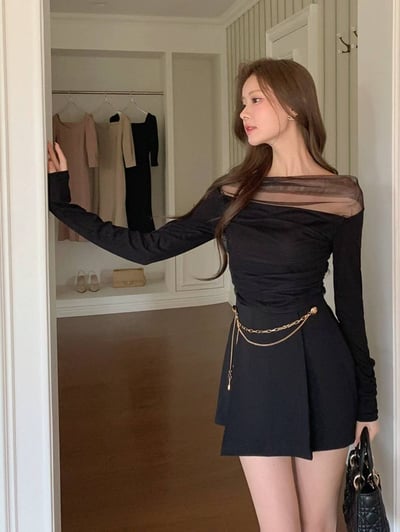 拼接歐跟網紗薄款Ｔ8