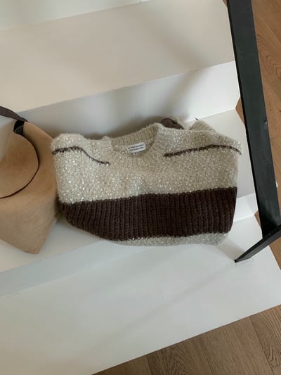 配色條紋顆粒感軟針織毛衣18