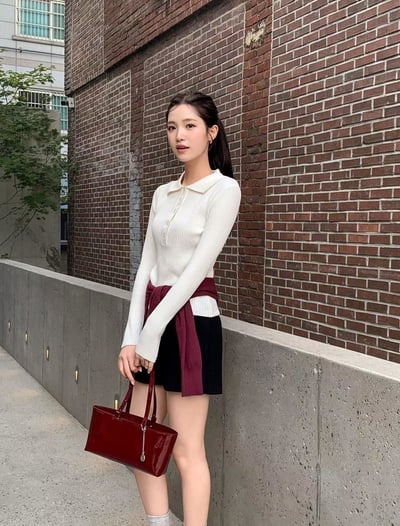 排釦翻領坑紋彈力針織衣4