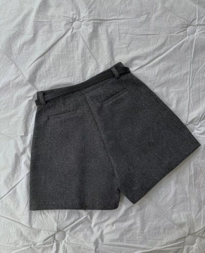 前打摺魔毛款三分西裝褲（附皮帶)6