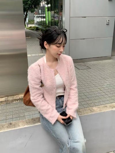 薄款毛毛圓領小外套1