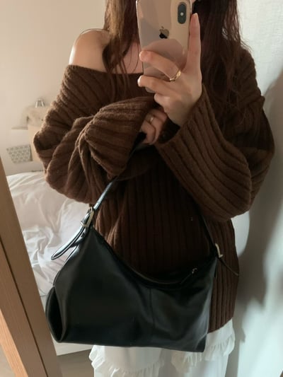 落肩厚磅坑紋長款針織衣4