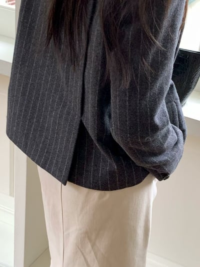 刀領直紋羊毛50％西裝外套6