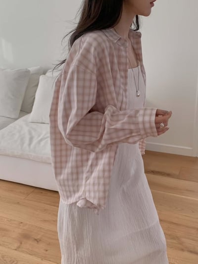 翻領格紋襯衫1