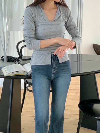 兩穿！素色平口背心＋排釦小外套SET12