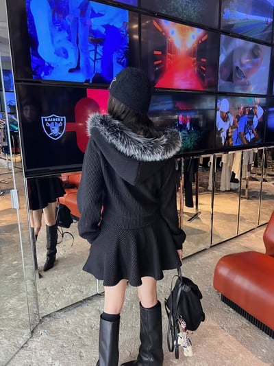 拼接皮革口袋磨毛外套＋壓摺短褲裙SET(可拆買)4