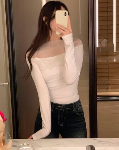 拼接歐跟網紗薄款Ｔ10