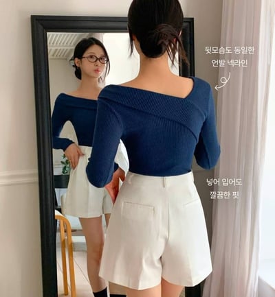 (客訂勿下單)反摺斜領設計細坑紋針織衣5