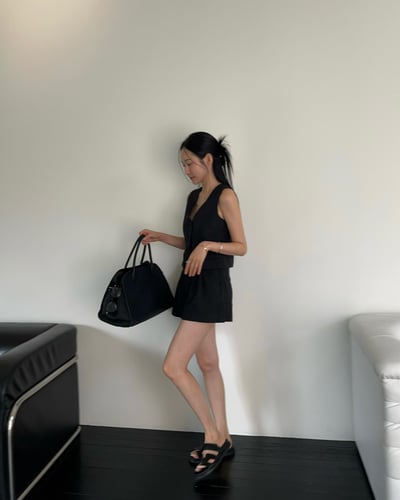 V領西裝棉麻背心＋壓折短褲SET（可拆買）15
