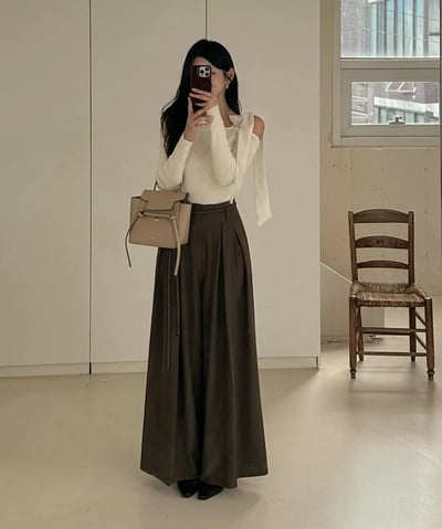 斜肩雪紡綁帶上衣15