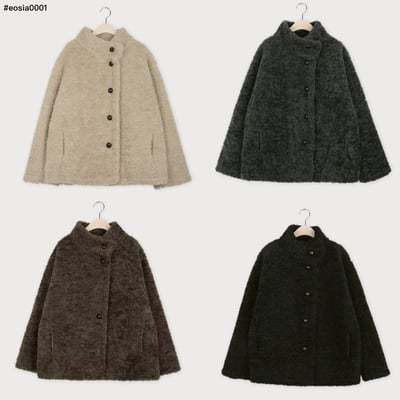 可立領羊羔毛鋪棉大衣16