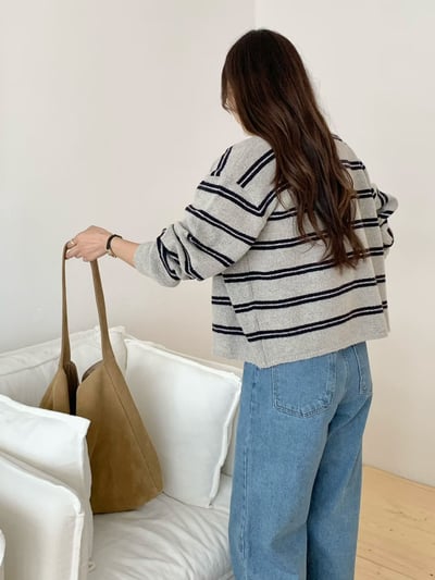 雙橫紋金釦10%羊毛針織外套3