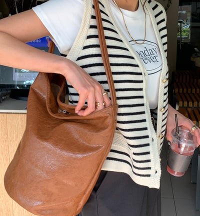 橫條紋金釦針織背心5