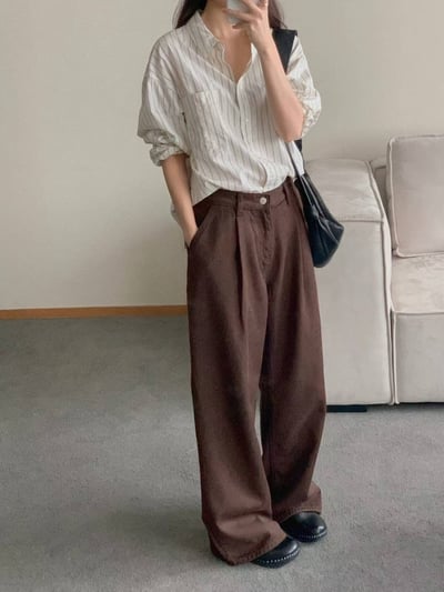 前打褶落地薄款寬褲8